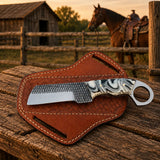 Ironranch Bull Cutter Knife – Rasp Steel, Resin Handle & Leather Sheath
