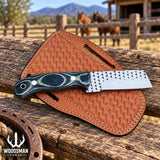 Ironvale Rasp Steel Cowboy Bull Cutter Knife – Micarta Handle & Leather Sheath
