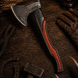 Norse Engraved Camping Axe – 1095 Carbon Steel & Rosewood Handle