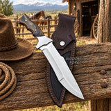 Oakspire D2 Steel Bowie Knife – 13" Hardwood Handle & Leather Sheath