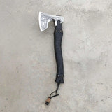 Handmade Viking Axe with High Carbon Steel Blade, Custom Engraving and Leather Sheath