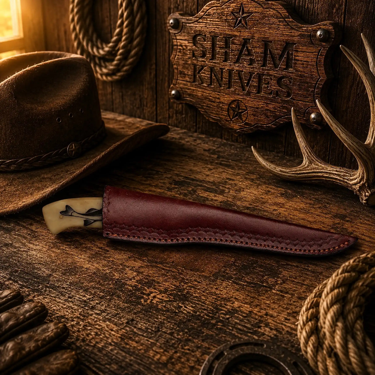 Damascus Steel Fillet Knife – Engraved Bone Handle Personalized Fishing Knife