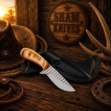 Western Field Dressing Knife – 4″ Rasp Steel & Cross-Draw Sheath