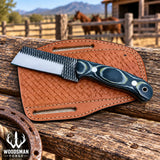 Ironvale Rasp Steel Cowboy Bull Cutter Knife – Micarta Handle & Leather Sheath