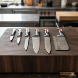 Texas Flag Handle Damascus 5-Piece Knife Set with Leather Kit