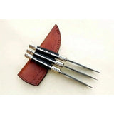 Damascus Hunting Knife Set Brass and Black Micarta Handle Fixed Blade Trio