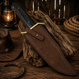 Western Cowboy Bowie Knife – Damascus Steel Wenge Wood Handle