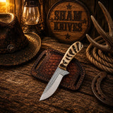 Western Field Dressing Knife – 4″ Rasp Steel & Cross-Draw Sheath