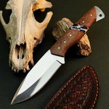 8.7" Handmade Stainless Steel Bushcraft Knife – Full Tang Wood Handle & Sheath
