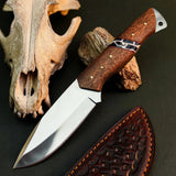 8.8" Handmade Stainless Steel Bushcraft Knife – Full Tang Wood Handle & Sheath