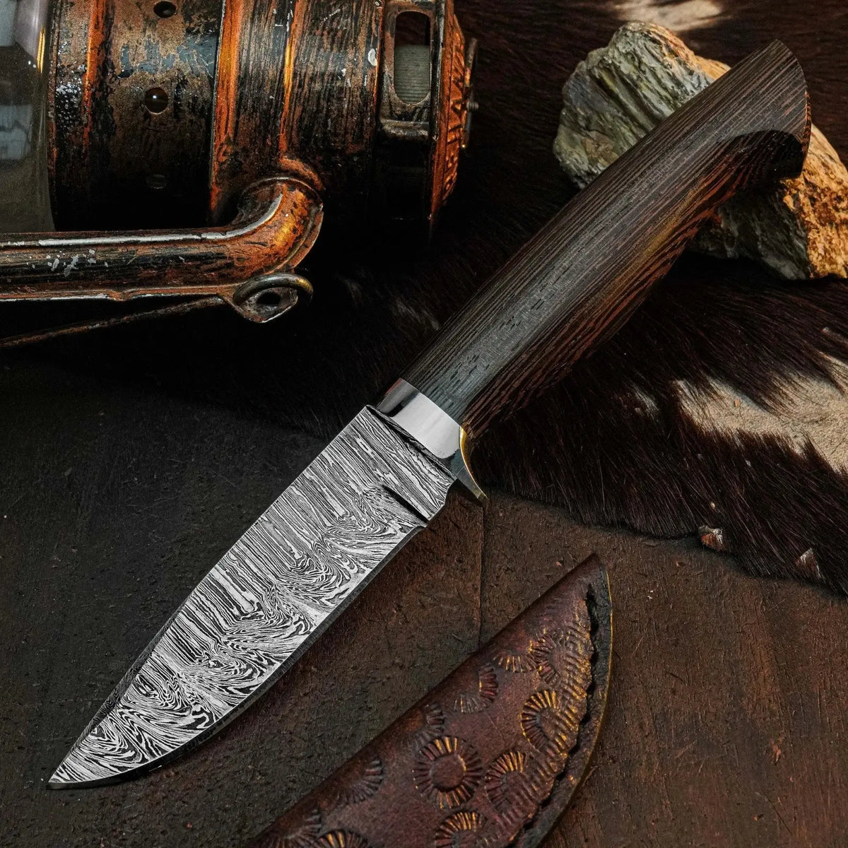9.2" Handmade Hunter Skinner Knife – Stainless Steel, Wood Handle & Sheath