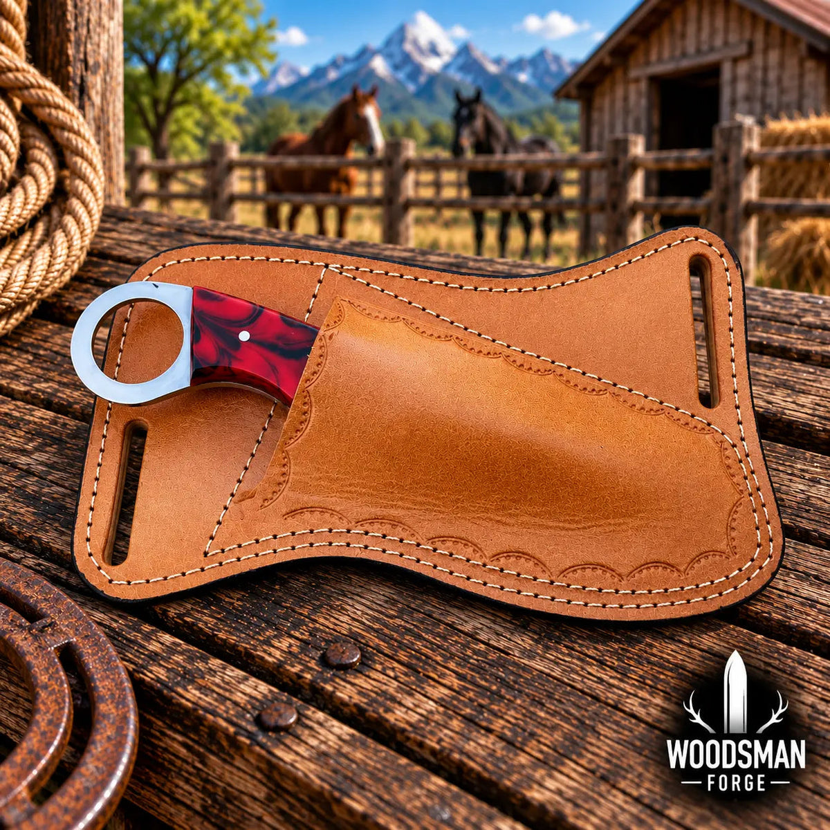 Ashridge Rasp Steel Skinner Knife – Resin Handle & Leather Sheath