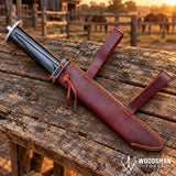 Ravenhorn Fieldcrest™ Seax Knife – 1040 Carbon Steel, Natural Horn Handle & Leather Scabbard