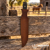 Blackridge Damascus Bowie Knife – Micarta Handle & Leather Sheath