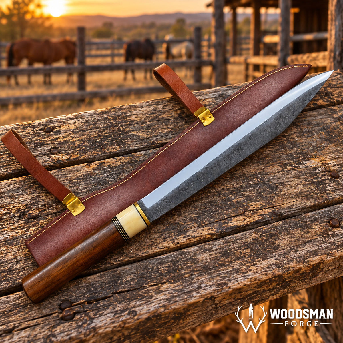 Oakbone Ridgeguard™ Norse Seax Knife – 1040 Carbon Steel, Walnut & Natural Bone