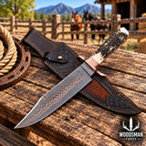 Copperwarden Copper Damascus Bowie Knife – Stag Antler Handle