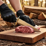 D2 Steel Bowie Knife – Mirror Polish, Stag Antler Handle & Leather Sheath