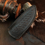 7.8" Handmade Damascus Bushcraft Knife – Full Tang Resin Handle & Sheath