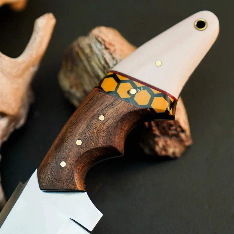 8.9" Handmade Stainless Steel Hunting Knife – Full Tang Wood Handle & Sheath