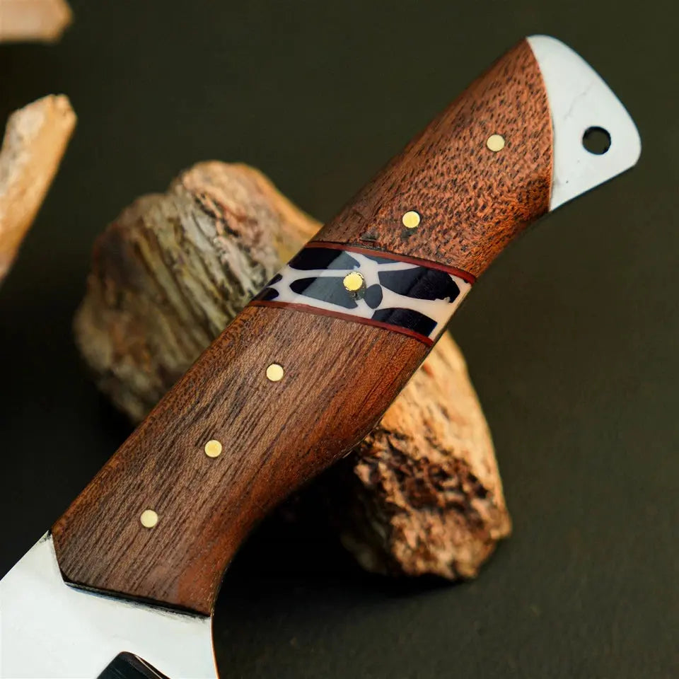 8.7" Handmade Stainless Steel Bushcraft Knife – Full Tang Wood Handle & Sheath
