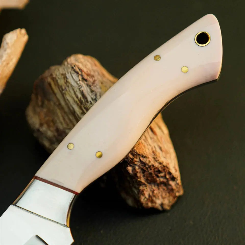 8.7" Handmade Stainless Steel Bushcraft Knife – Full Tang Resin Handle & Sheath