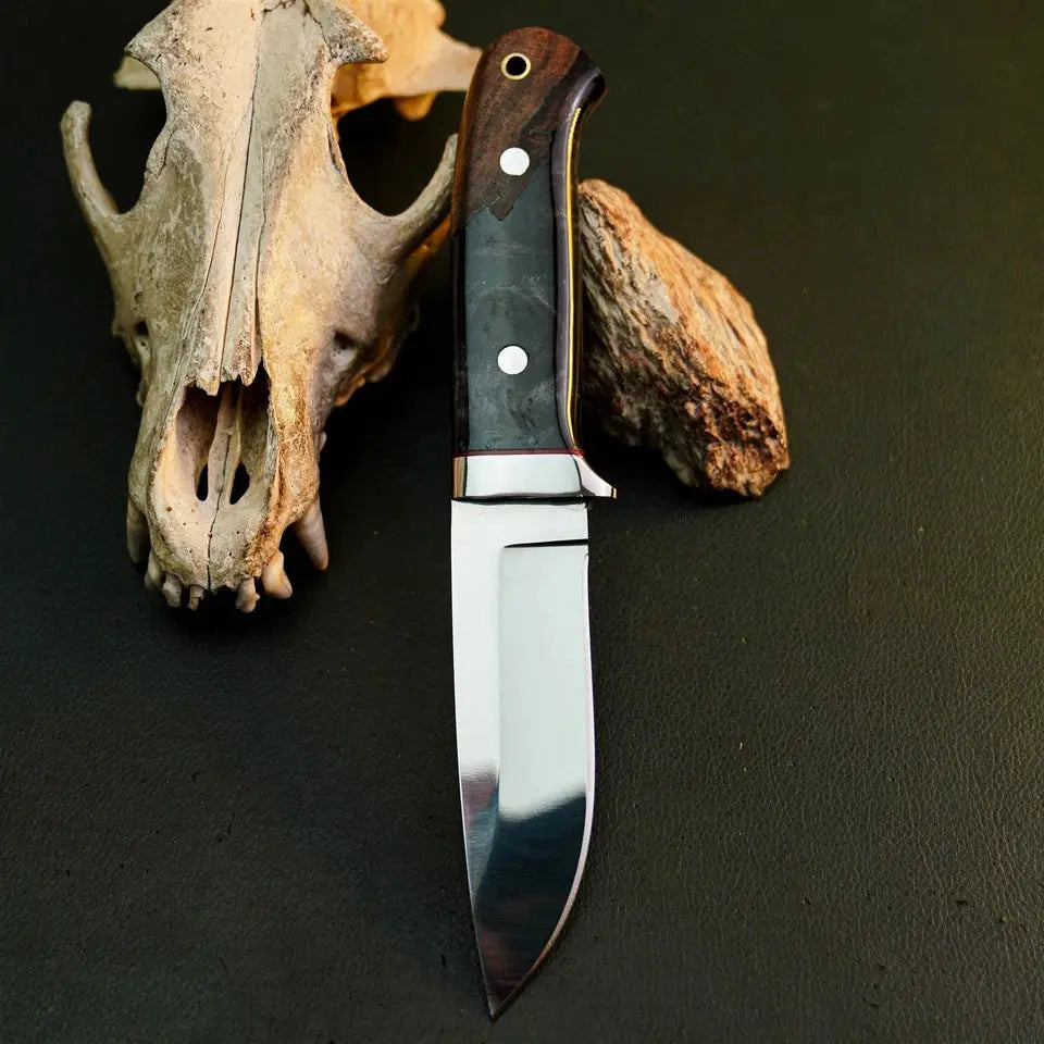 8.2" Handmade Stainless Steel Bushcraft Knife – Full Tang Resin Handle & Sheath