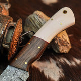 9.2" Handmade Damascus Bushcraft Knife – Full Tang Wood Handle & Sheath
