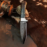 8.8" Handmade Damascus Bushcraft Knife – Full Tang Wood Handle & Sheath