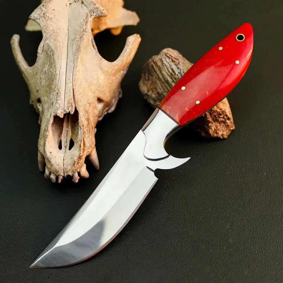 9" Handmade Stainless Steel Bushcraft Knife – Full Tang Resin Handle & Sheath