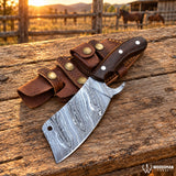 512-Layer Damascus Cleaver Knife – Twistwood Forge™ Rosewood Handle