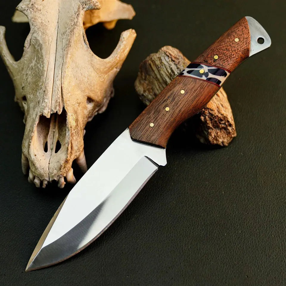 8.7" Handmade Stainless Steel Bushcraft Knife – Full Tang Wood Handle & Sheath