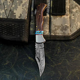 Damascus Folding Hunting Pocket Knife – Wenge Wood Handle
